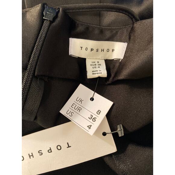 Topshop Satin Body Con Spaghetti Strap Mini Dress US 4 Black NWT - Picture 5 of 7